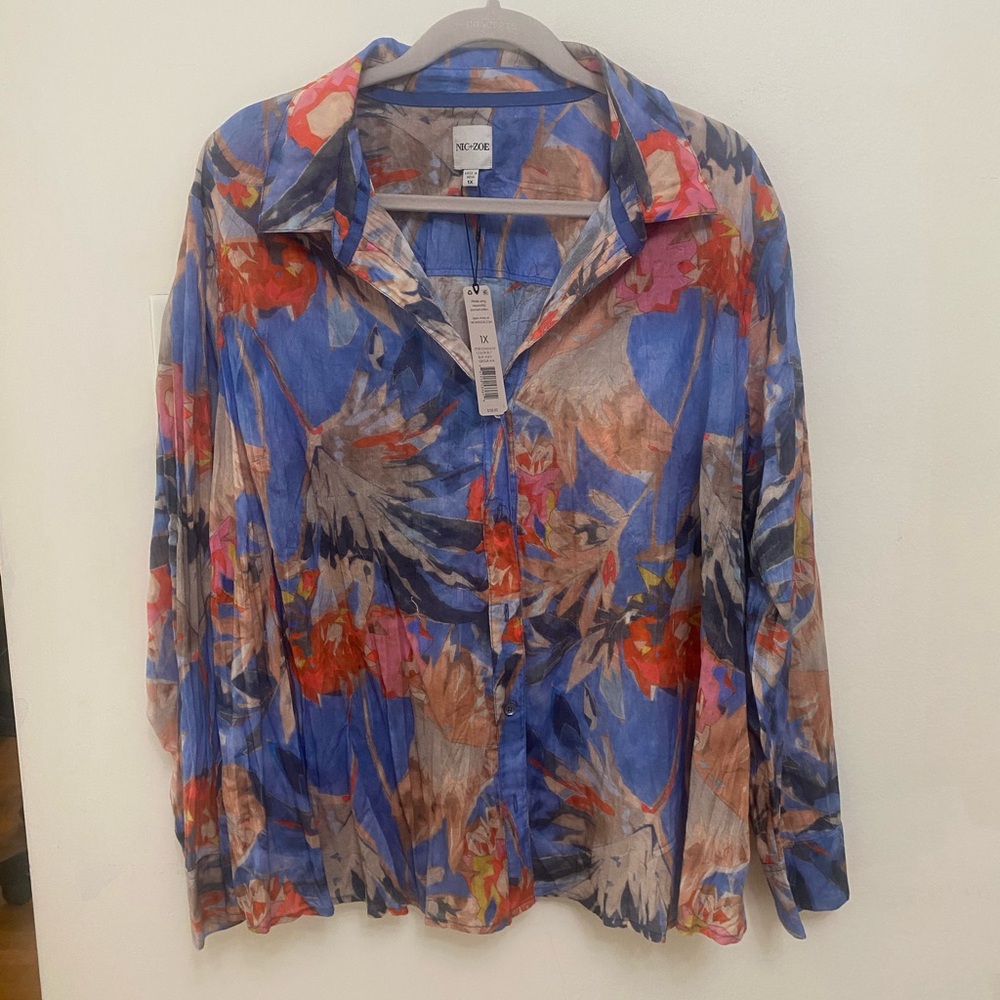 NIC+ZOE Dreamscape Crinkle Shirt